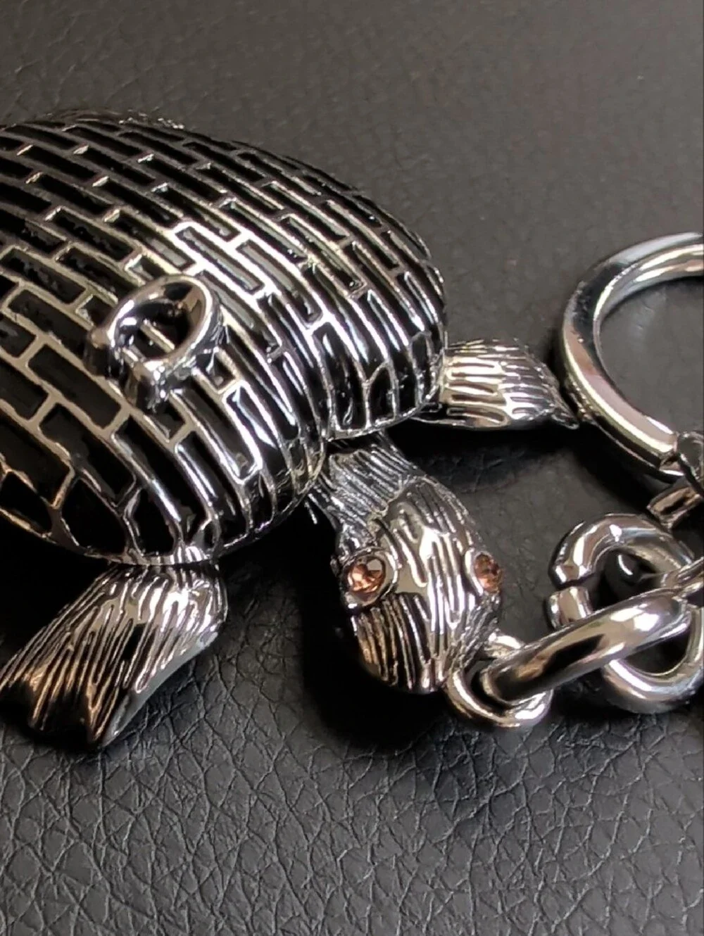 Turtle Keychain With Silver Hardware NWOT